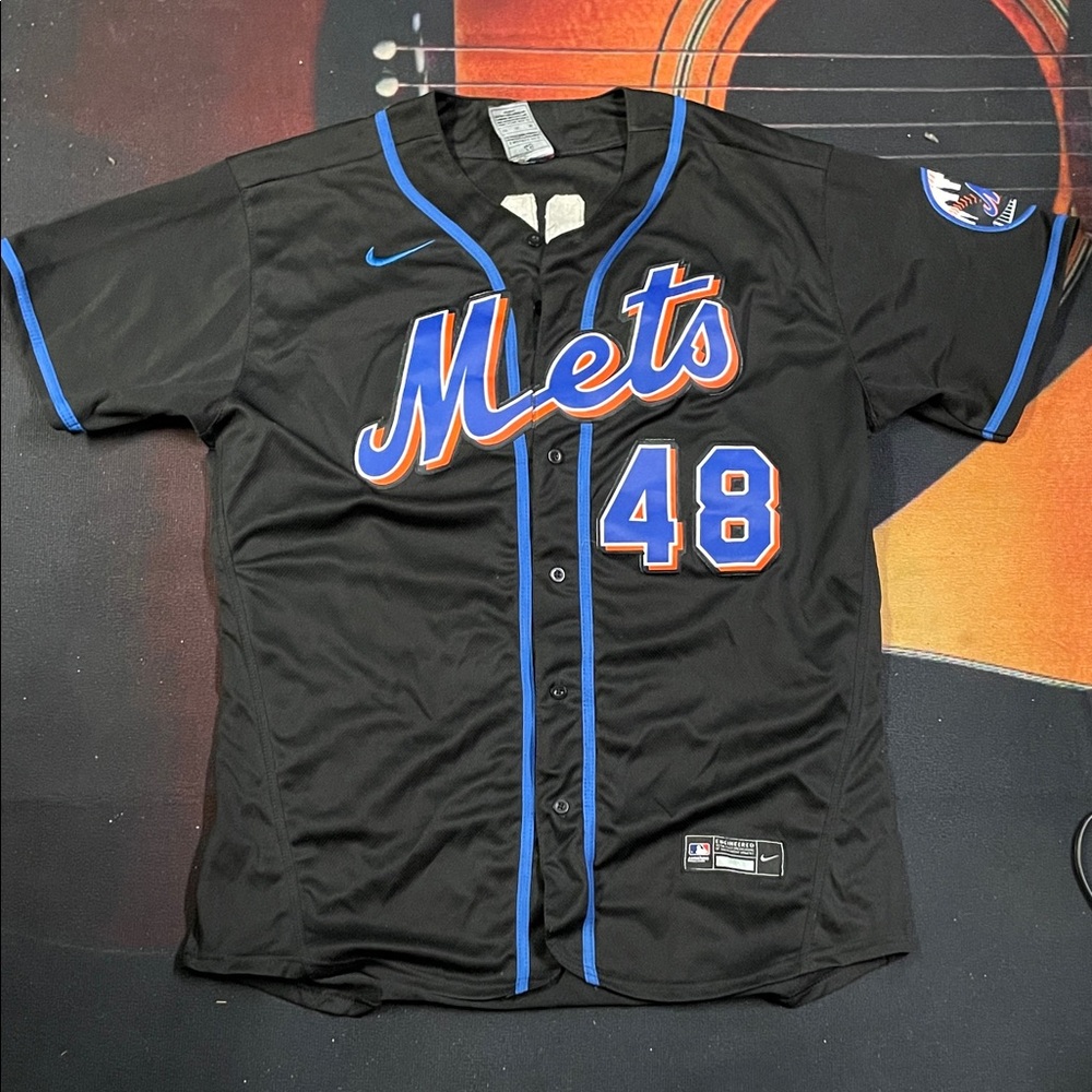 Nike Black Mets Jersey with Blue and Orange Accents